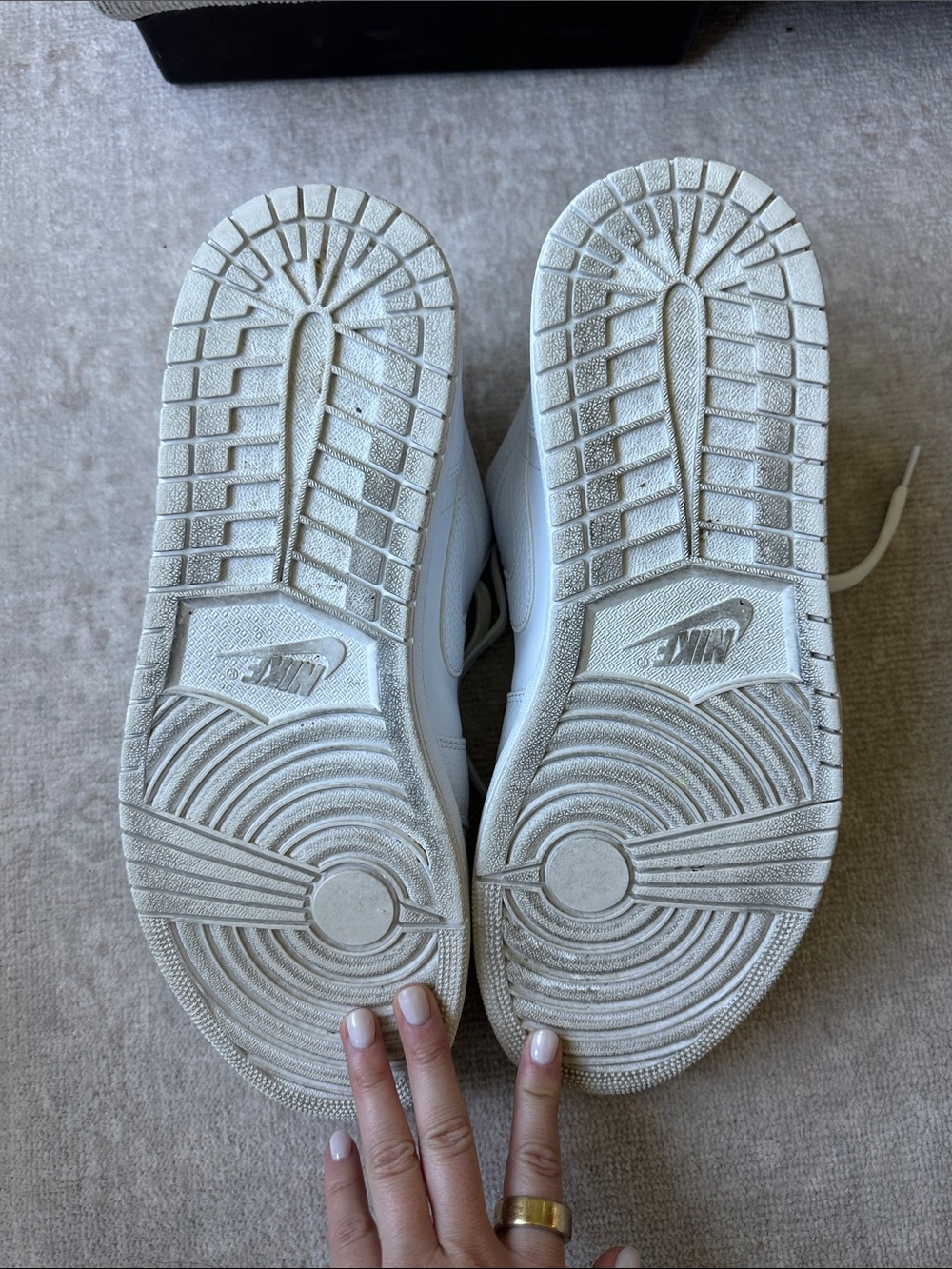 Men’s Nike Air Jordan 1 Low - White Leather Sneakers - Picture 5 of 5